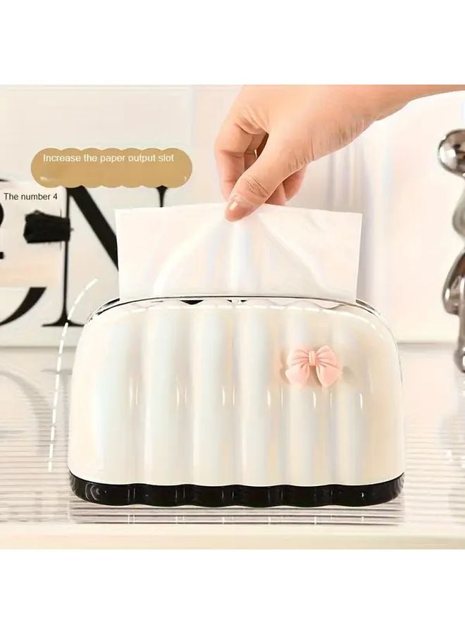 صندوق مناديل زخرفي بتصميم قشدي على شكل صدفة مع ربطة للصالة وغرفة النوم - Image 2